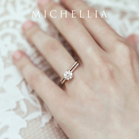 [Celia] Modern Classic Hidden Halo Solitaire Engagement Ring in Diamond / Moissanite Women's Ring michelliafinejewelry   