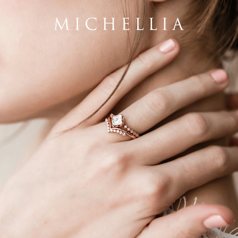 [Astoria] Fluer De Lis Square Princess Cut Ring in Moonstone Women's Ring michelliafinejewelry   