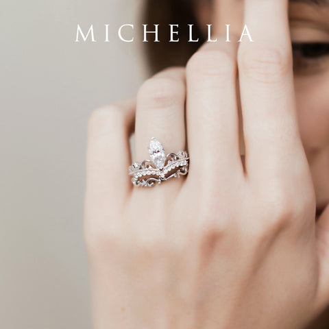 [Windsor] Vintage Crown Marquise Engagement Ring in Diamond / Moissanite Women's Ring michelliafinejewelry   