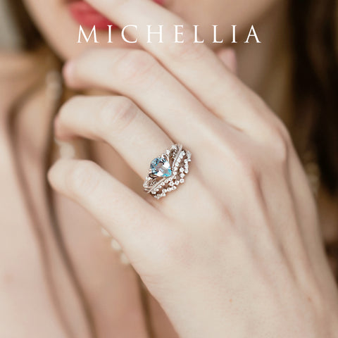 [Francesca] Heirloom Crown Pear Engagement Ring in Morganite Women's Ring michelliafinejewelry   