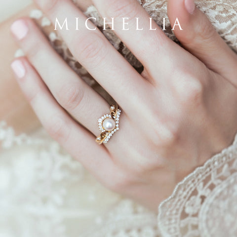 [Theia] Heirloom Crown Ring in Akoya Pearl Women's Ring michelliafinejewelry   