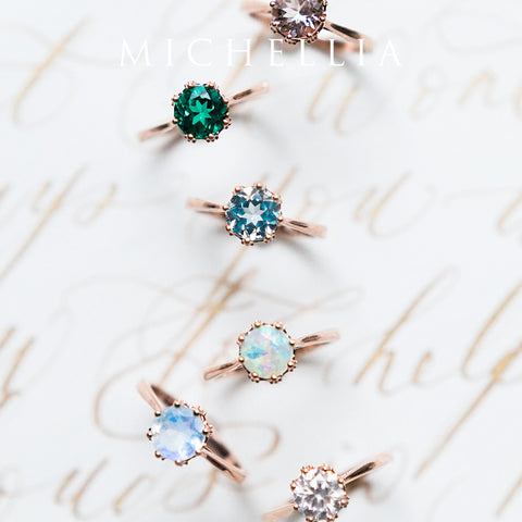 [Cassandra] Vintage Crown Solitaire Ring in Opal Women's Ring michelliafinejewelry   