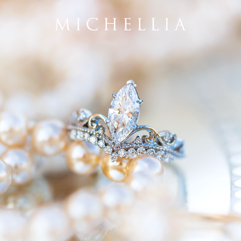 [Windsor] Vintage Crown Marquise Engagement Ring in Diamond / Moissanite Women's Ring michelliafinejewelry   
