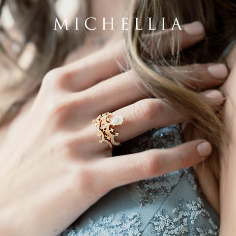 [Antoinette] Vintage Chandelier Engagement Ring in Diamond / Moissanite Women's Ring michelliafinejewelry   