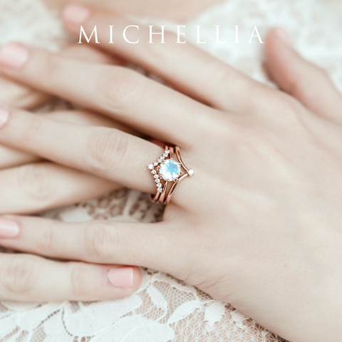 [Cassandra] Vintage Crown Solitaire Ring in Aquamarine Women's Ring michelliafinejewelry   