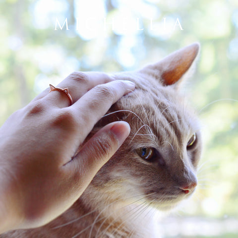 [Mia] Diamond Cat Ear Band Women's Ring michelliafinejewelry   