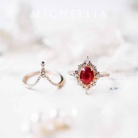 [Alessandra] Art Deco Oval Cut Ring in Lab Red Ruby Women's Ring michelliafinejewelry   