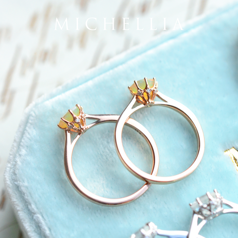 [Victoria] Classic Crown Solitaire Ring in Opal Women's Ring michelliafinejewelry   