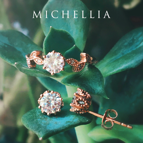 [Dahlia] Petite Floral Engagement Ring in Diamond / Moissanite Women's Ring michelliafinejewelry   