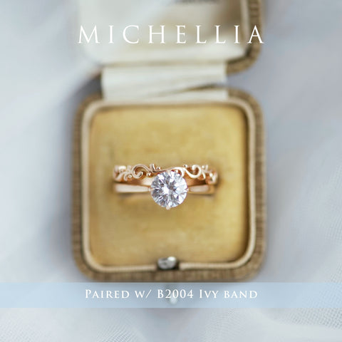 [Marguerite] Victorian Lace Solitaire Engagement Ring in Diamond / Moissanite Women's Ring michelliafinejewelry   